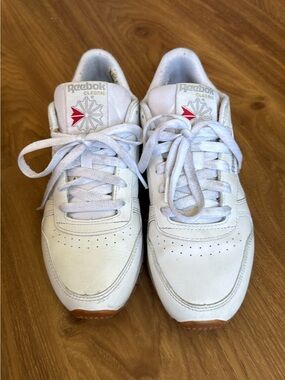 Reebok White Leather Sneakers with Red Star Accent